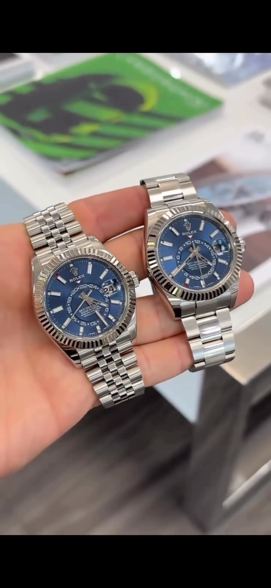 Luxury GMT-Inspired Stainless Steel Watch – Blue Dial
