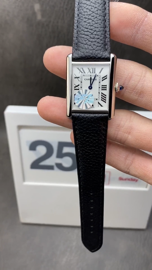 Cartier Tank Must – Stainless Steel – Black Leather Strap